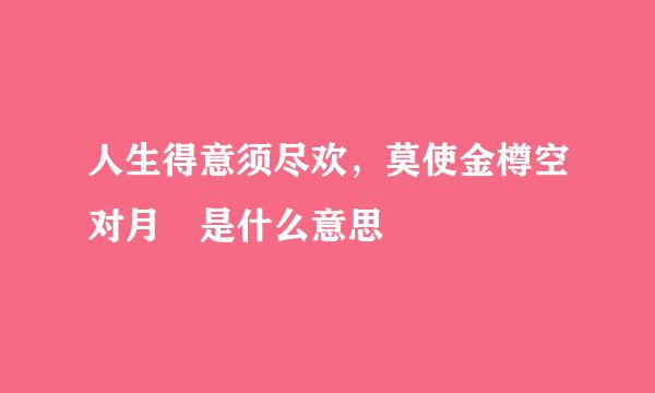 人生得意须尽欢，莫使金樽空对月 是什么意思