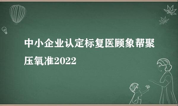 中小企业认定标复医顾象帮聚压氧准2022