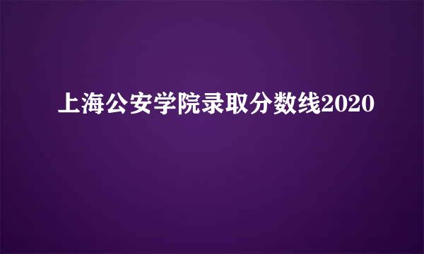 上海公安学院录取分数线2020