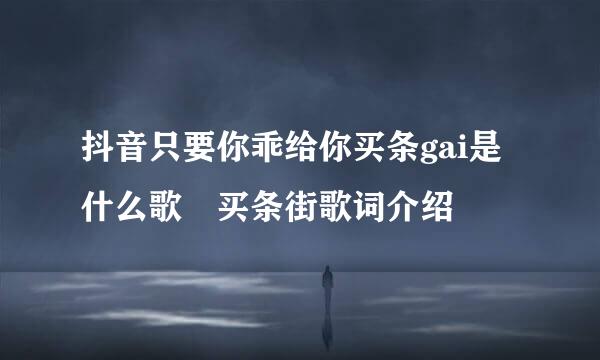 抖音只要你乖给你买条gai是什么歌 买条街歌词介绍