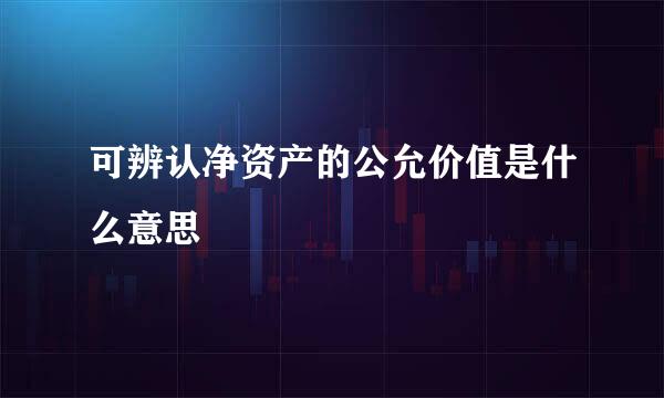 可辨认净资产的公允价值是什么意思