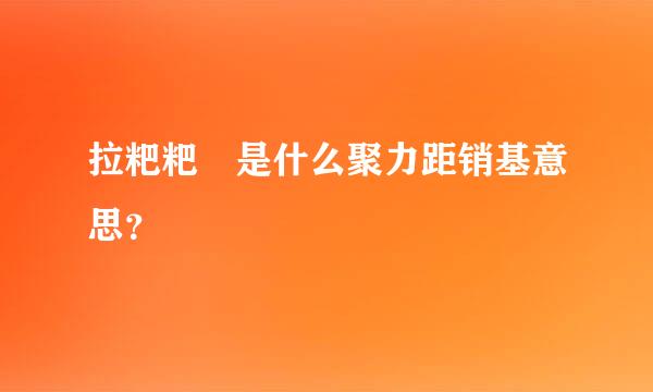 拉粑粑 是什么聚力距销基意思？