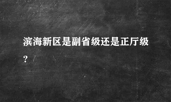 滨海新区是副省级还是正厅级？