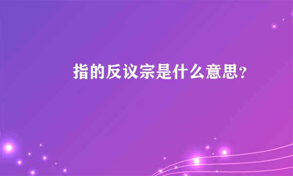 嘦姕指的反议宗是什么意思？