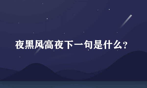 夜黑风高夜下一句是什么？