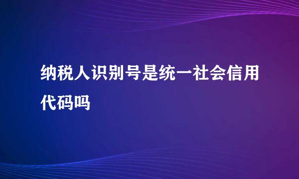 纳税人识别号是统一社会信用代码吗