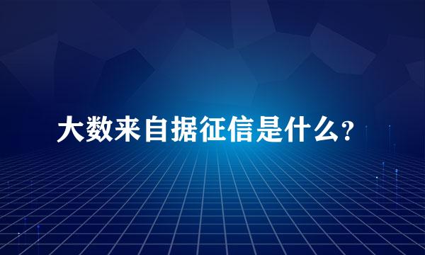 大数来自据征信是什么？