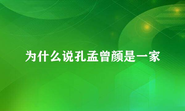 为什么说孔孟曾颜是一家