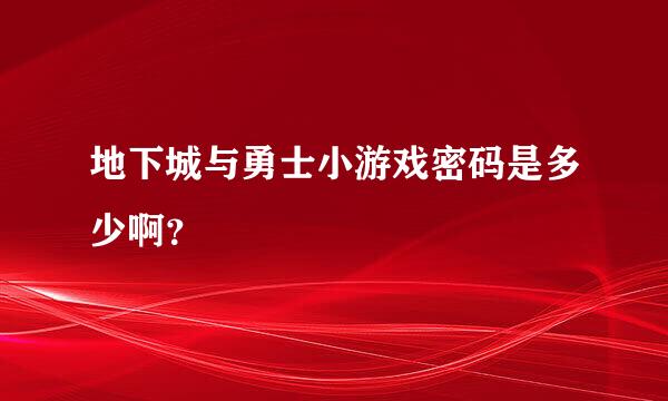 地下城与勇士小游戏密码是多少啊？