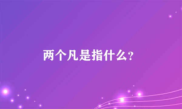 两个凡是指什么？