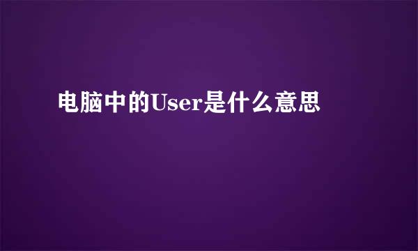 电脑中的User是什么意思