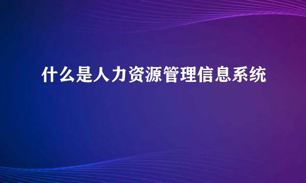 什么是人力资源管理信息系统