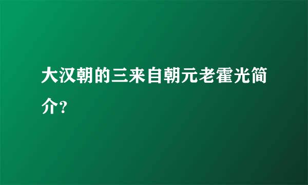 大汉朝的三来自朝元老霍光简介？