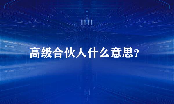 高级合伙人什么意思？