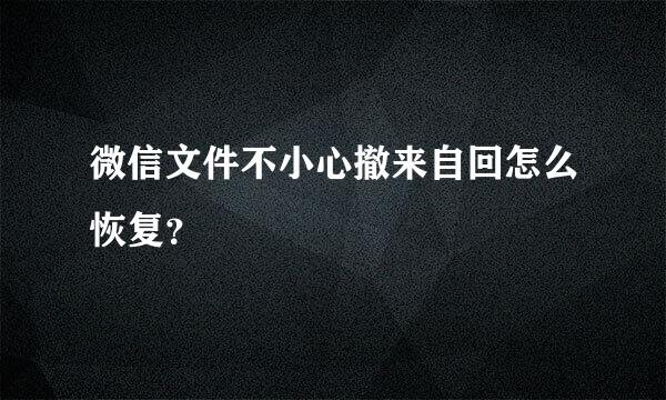 微信文件不小心撤来自回怎么恢复？