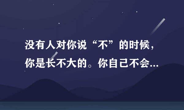 没有人对你说“不”的时候，你是长不大的。你自己不会说“不”的时候也是长不大的。作文立意