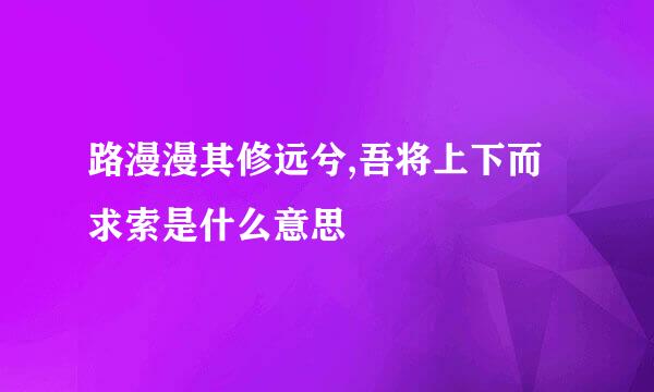 路漫漫其修远兮,吾将上下而求索是什么意思