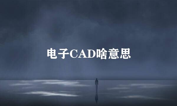 电子CAD啥意思