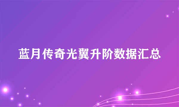 蓝月传奇光翼升阶数据汇总