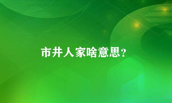 市井人家啥意思？