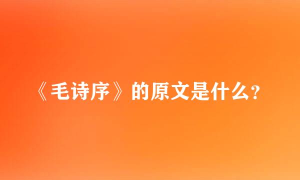 《毛诗序》的原文是什么？