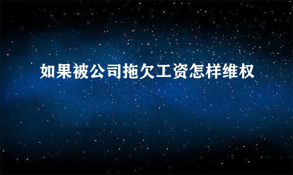 如果被公司拖欠工资怎样维权