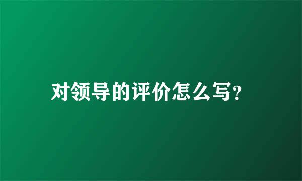 对领导的评价怎么写？