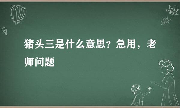 猪头三是什么意思？急用，老师问题