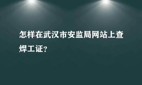 怎样在武汉市安监局网站上查焊工证？