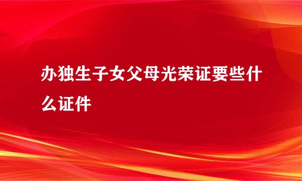 办独生子女父母光荣证要些什么证件