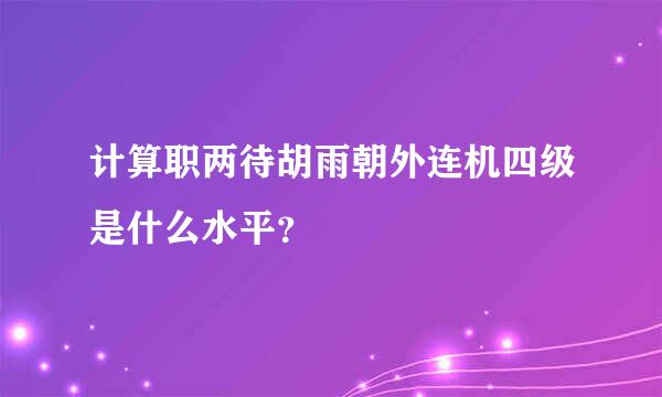 计算职两待胡雨朝外连机四级是什么水平？