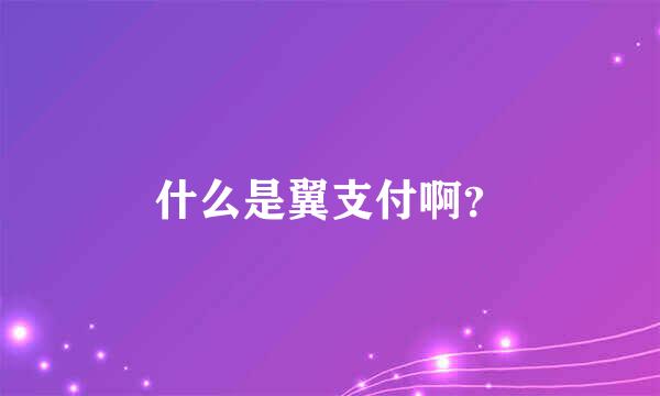 什么是翼支付啊？