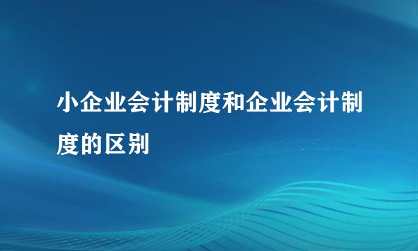 小企业会计制度和企业会计制度的区别