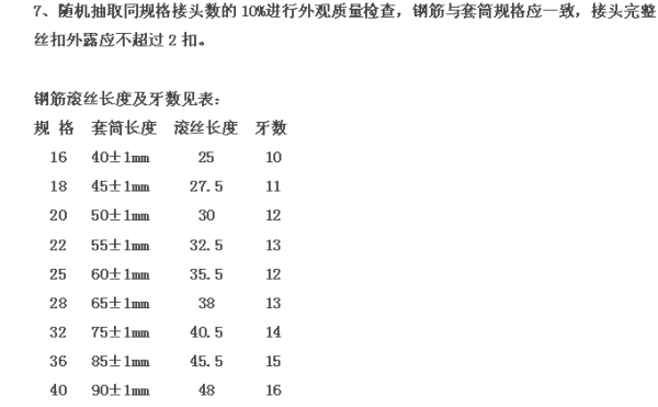 钢筋直螺纹加工丝扣数量规定