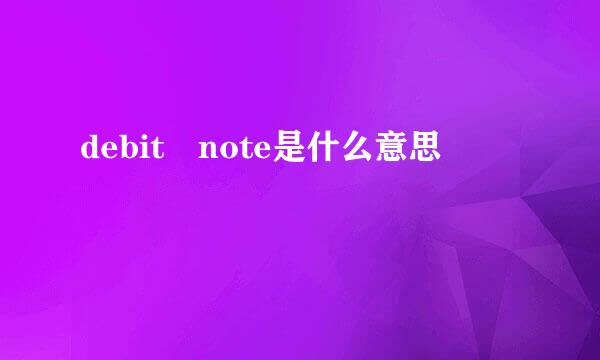 debit note是什么意思