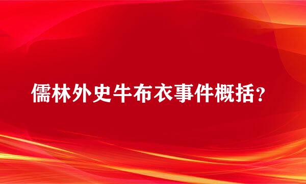 儒林外史牛布衣事件概括？