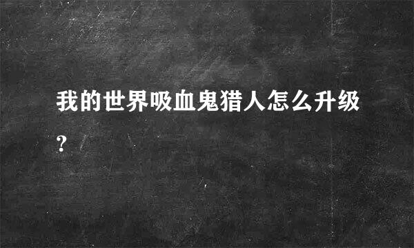 我的世界吸血鬼猎人怎么升级？