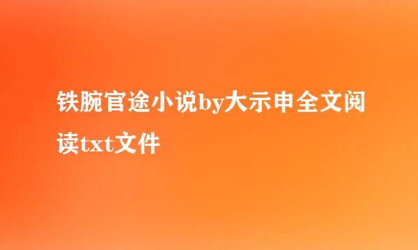 铁腕官途小说by大示申全文阅读txt文件