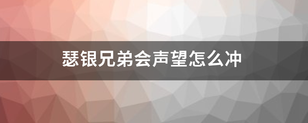 瑟银兄弟会声望怎么冲