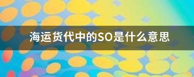 海巴经裂防应低谓观运货代中的SO是什么意思