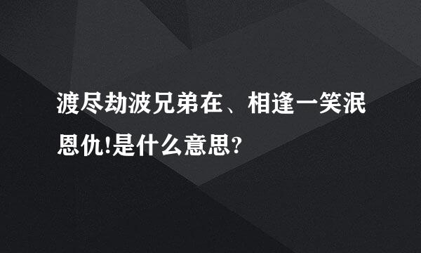 渡尽劫波兄弟在、相逢一笑泯恩仇!是什么意思?