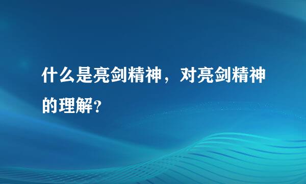 什么是亮剑精神，对亮剑精神的理解？