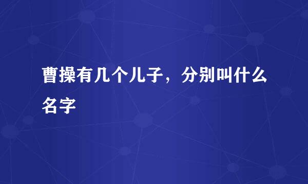 曹操有几个儿子，分别叫什么名字