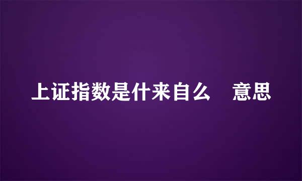 上证指数是什来自么 意思