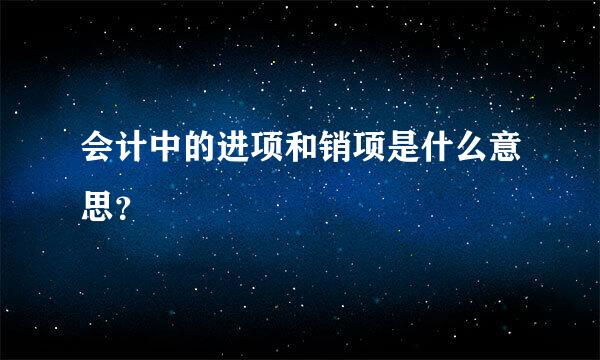 会计中的进项和销项是什么意思？