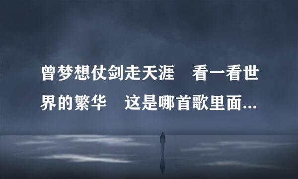 曾梦想仗剑走天涯 看一看世界的繁华 这是哪首歌里面的请问?