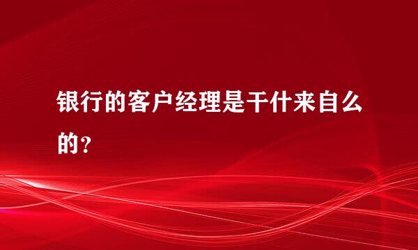 银行的客户经理是干什来自么的？