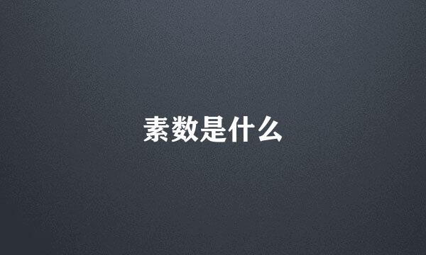 素数是什么