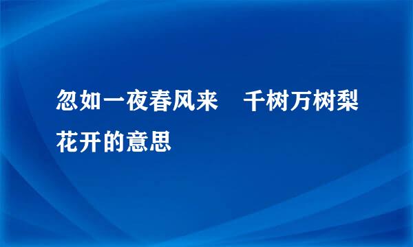 忽如一夜春风来 千树万树梨花开的意思