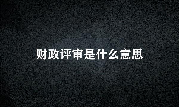 财政评审是什么意思